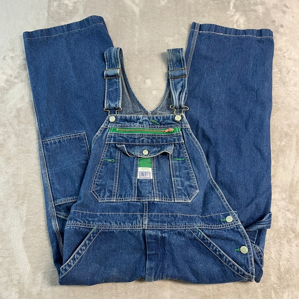 Liberty Overalls Mens 34x30* Blue Denim Bib Workwear Utility Uniform Farmwear